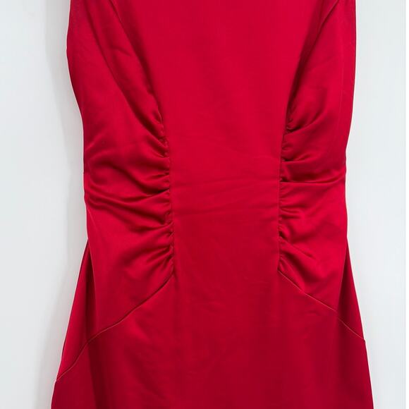 Cache Satin Y2K Cocktail Dress Sz 4 Red Ruched Holiday Valentines Bodycon USA - Picture 3 of 9